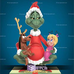 Grinch and Max and Cindy-Lou Sculptures 3D Printing