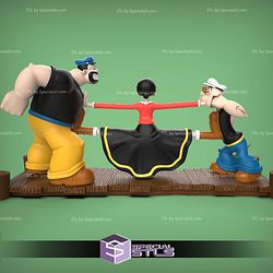 Popeye Olivia and Brutus Sculptures 3D Printing