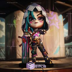 Chibi Fractured Jinx Sculptures 3D Printing