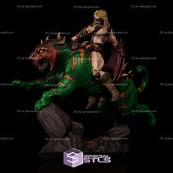 He Man Riding Battle Cat Sculptures 3D Printing