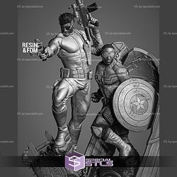 Nick Fury and Falcon Diorama Sculptures 3D Printing