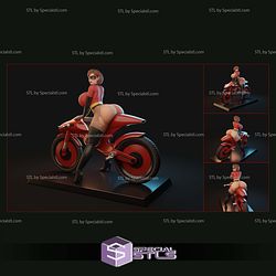 Helen Parr Elastigirl on Bike Sculptures 3D Printing