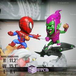 Chibi STL Collection - Spider-Man vs Green Goblin