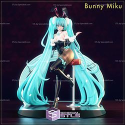 Bunny Miku Sitting Sculptures 3D Printing