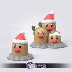 Super Basic Pokemon STL - Christmas Diglett & Dugtrio