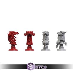 Dwarves vs Dragons Chess Set STL Files