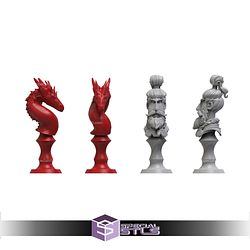 Dwarves vs Dragons Chess Set STL Files