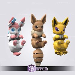 Super Basic Pokemon STL - Flexi Eevee Sylveon Jolteon