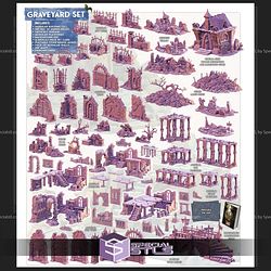 Terrain Essentials Exteriors Graveyard Set Campaign STL Miniatures