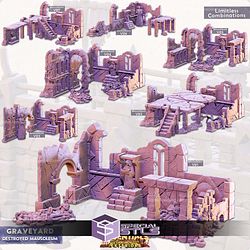 Terrain Essentials Exteriors Graveyard Set Campaign STL Miniatures
