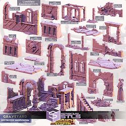 Terrain Essentials Exteriors Graveyard Set Campaign STL Miniatures