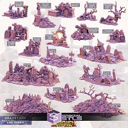 Terrain Essentials Exteriors Graveyard Set Campaign STL Miniatures