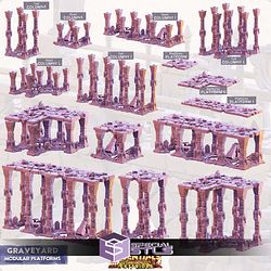 Terrain Essentials Exteriors Graveyard Set Campaign STL Miniatures