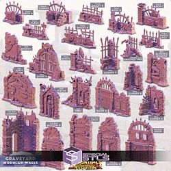 Terrain Essentials Exteriors Graveyard Set Campaign STL Miniatures