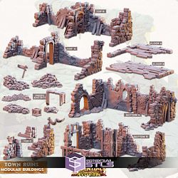 Terrain Essentials Exteriors Town Ruins Set Campaign STL Miniatures