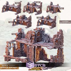 Terrain Essentials Exteriors Town Ruins Set Campaign STL Miniatures