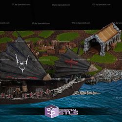 Corsair Coast Ship and House STL Miniatures