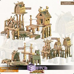 Terrain Essentials Exteriors Vikings Village Campaign STL Miniatures