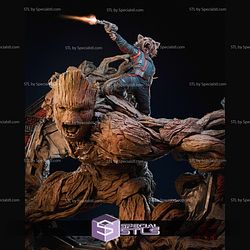 Groot Rocket Battle Diorama 3D Printer Files
