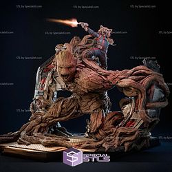 Groot Rocket Battle Diorama 3D Printer Files