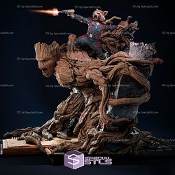 Groot Rocket Battle Diorama 3D Printer Files