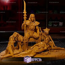 Conan the Barbarian Armor with Girl Sculptures 3D Printing