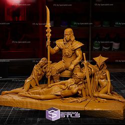 Conan the Barbarian Armor with Girl Sculptures 3D Printing