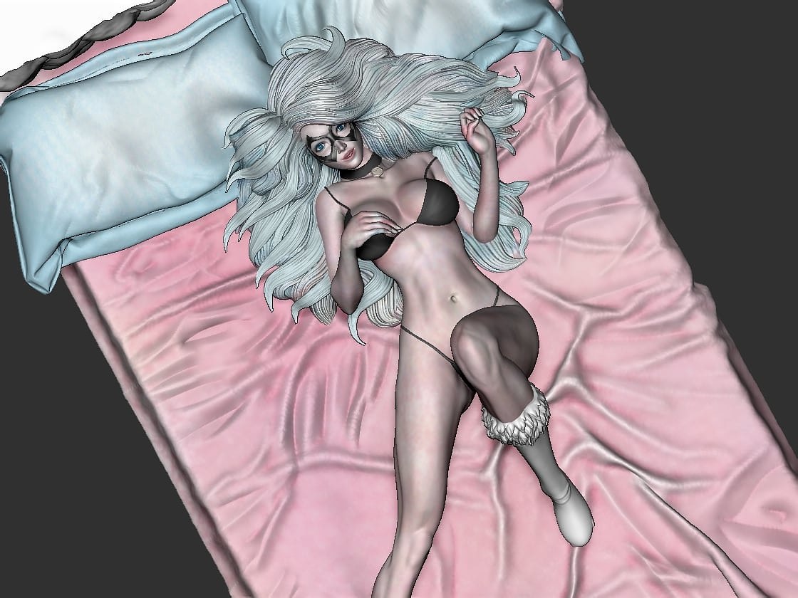 Black cat lying on bed Fanart