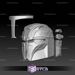Cosplay STL Files Mandalorian Red Ranger Helmet