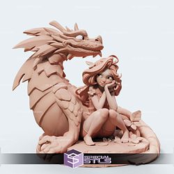 Iriel Girl and Dragon STL Miniatures