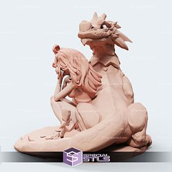 Iriel Girl and Dragon STL Miniatures