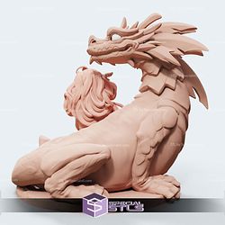 Iriel Girl and Dragon STL Miniatures