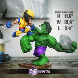 Chibi STL Collection Wolverine vs Hulk