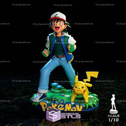 Ash and Pikachu New Diorama STL Files
