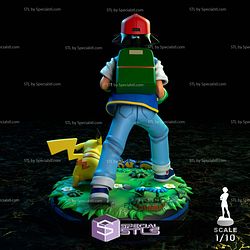 Ash and Pikachu New Diorama STL Files