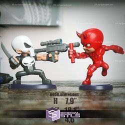 Chibi STL Collection Punisher vs Daredevil