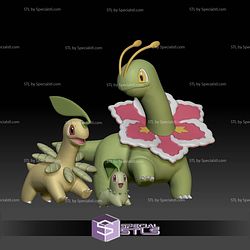 Pokemon STL Collection Chikorita Bayleef Meganium