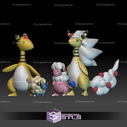 Pokemon STL Collection Mareep Flaaffy Ampharos Mega Evolution
