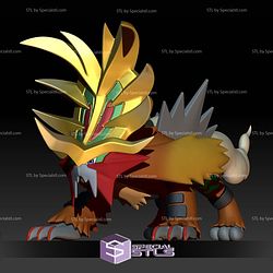 Pokemon STL Collection Paradox Ancient Entei Gouging Fire