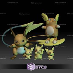 Pokemon STL Collection Pichu Pikachu Raichu Alolan