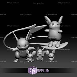 Pokemon STL Collection Pichu Pikachu Raichu Alolan