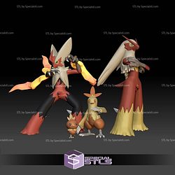 Pokemon STL Collection Torchic Combusken Blaziken Mega Evolution