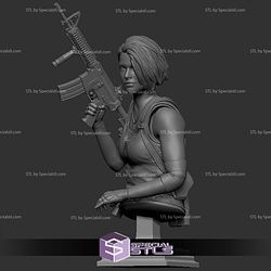 Jill Valentine Bust Sitting with Gun STL Files