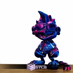 Basic STL Monkey Puckbo Boxer Glass Articulated Print in Place