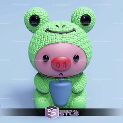 Basic STL Piggy Frog Costume Cute Knitted