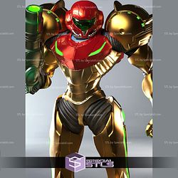 Samus Aran hold Helmet 3D Printer Files
