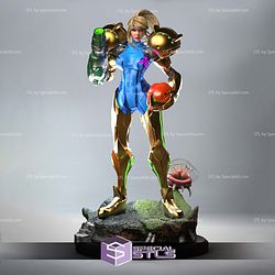Samus Aran hold Helmet 3D Printer Files