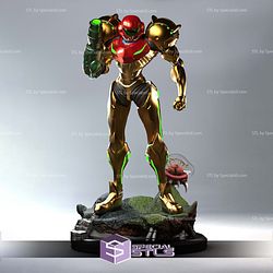 Samus Aran hold Helmet 3D Printer Files