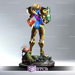 Samus Aran hold Helmet 3D Printer Files