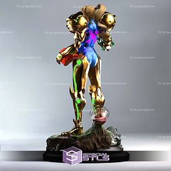 Samus Aran hold Helmet 3D Printer Files